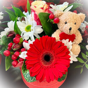 Mõmmiga lilleaseade karbis